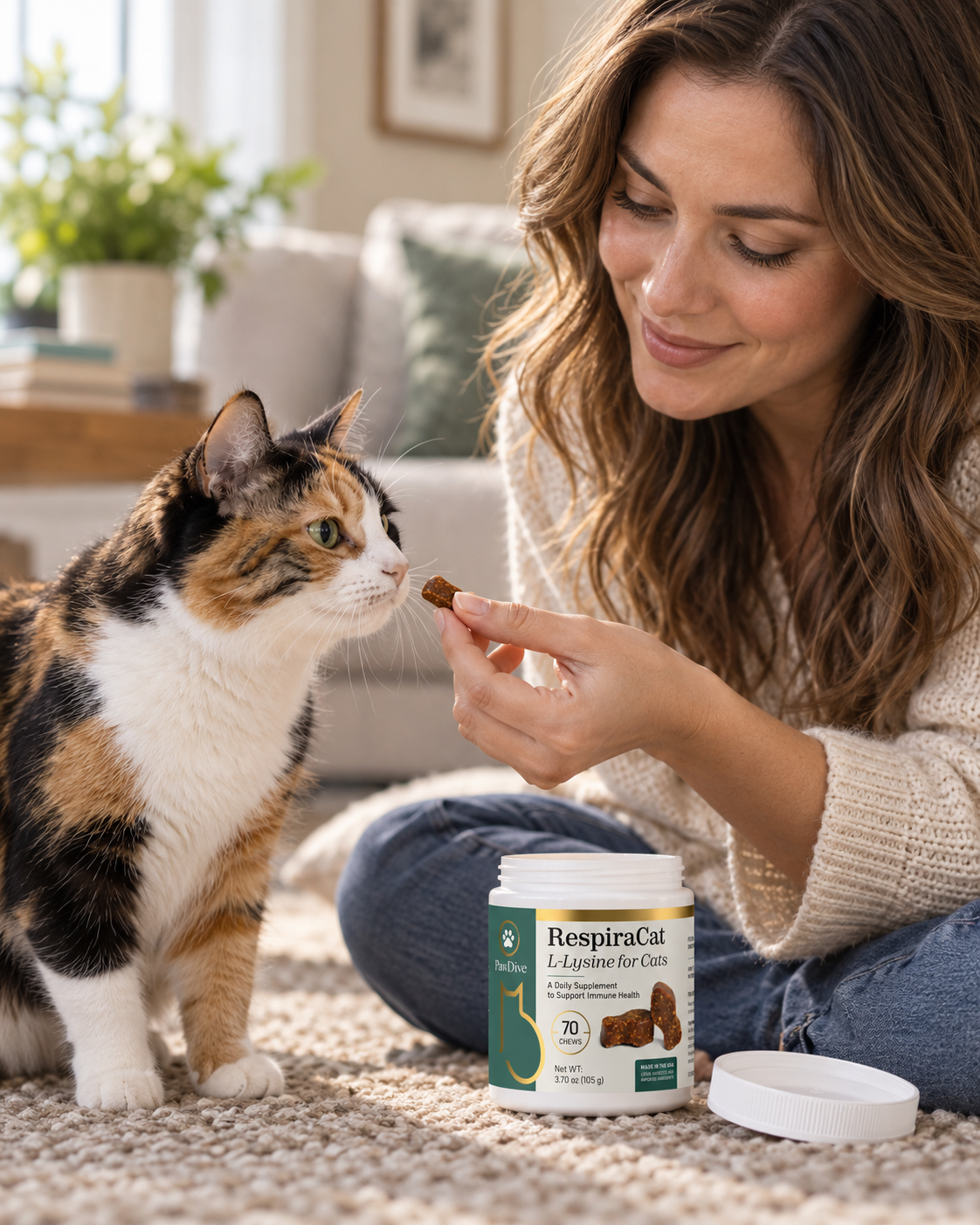 RespiraCat L-Lysine for Cats – 250 mg Soft Chews for Immune & Respiratory Health